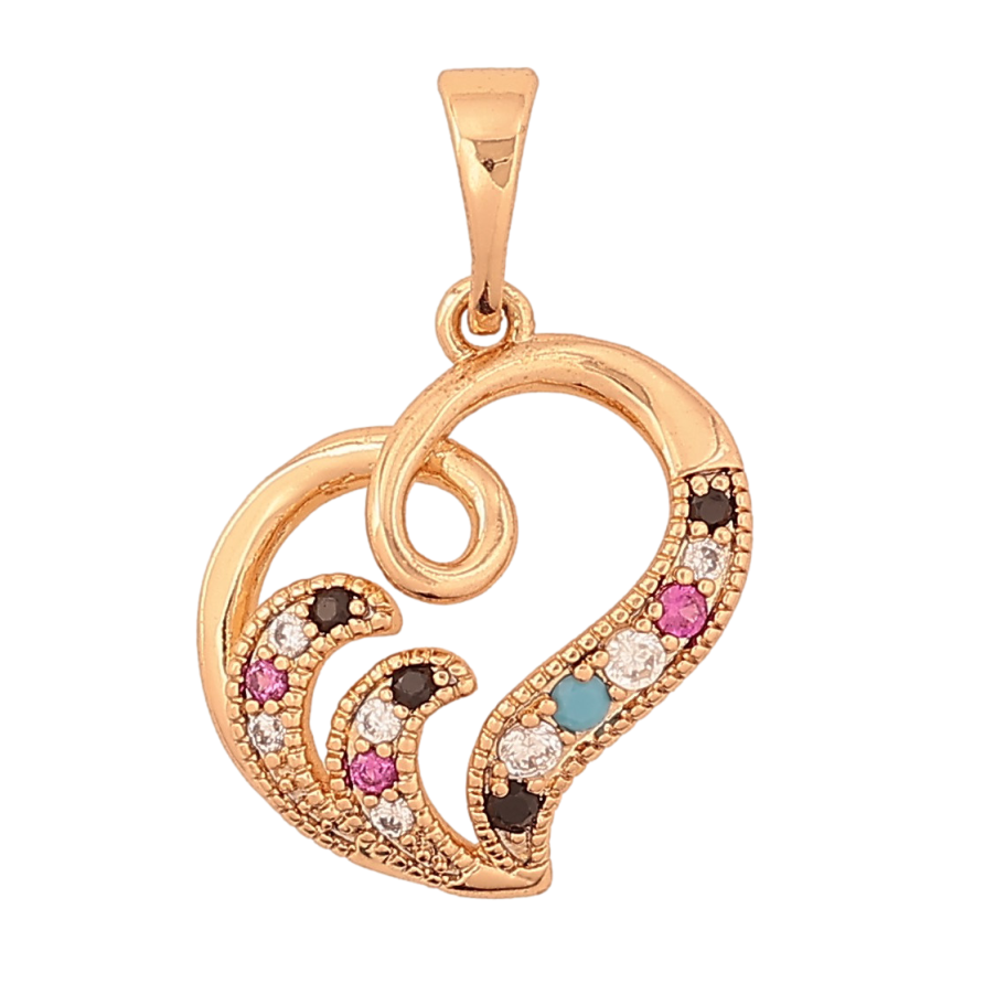 Кулон Xuping цвет Позолота 18K "Сердечко с разноцветными кристаллами" для цепочки до 5мм фото №1 Кулон Xuping цвет Позолота 18K "Сердечко с разноцветными кристаллами" для цепочки до 5мм фото №1