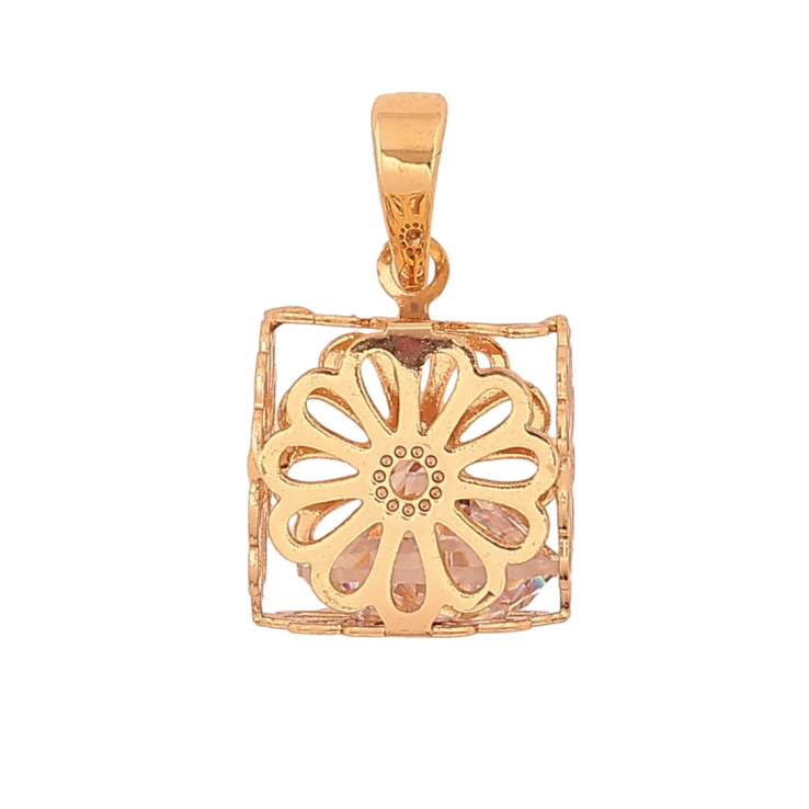 Кулон Xuping цвет Позолота 18K "Кубик с цветочным узором и кристаллом, 11х11мм" для цепочки до 5мм фото №23
