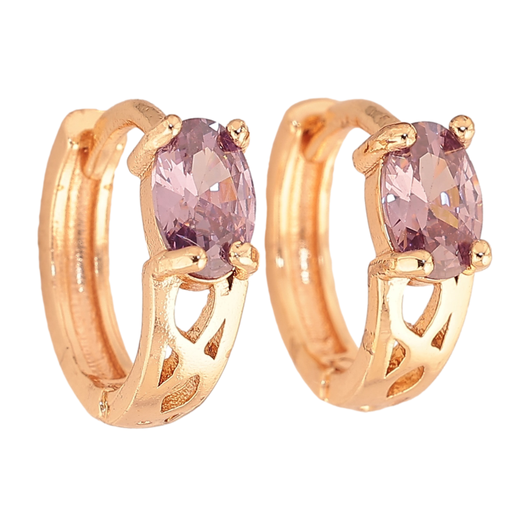 Серьги Xuping M&L цвет 18K колечки "Узор с сиреневыми кристаллами" фото №12 Серьги Xuping M&L цвет 18K колечки "Узор с сиреневыми кристаллами" фото №12