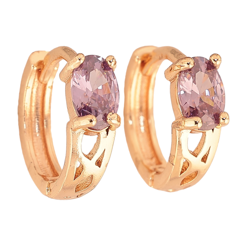 Сережки Xuping M&L колір 18K колечка "Візерунок з бузковими кристалами" фото №4 Сережки Xuping M&L колір 18K колечка "Візерунок з бузковими кристалами" фото №4