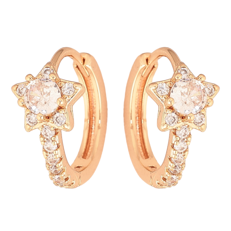 Сережки Xuping M&L колір 18K колечка "Кристальні квіточки" фото №2 Сережки Xuping M&L колір 18K колечка "Кристальні квіточки" фото №2
