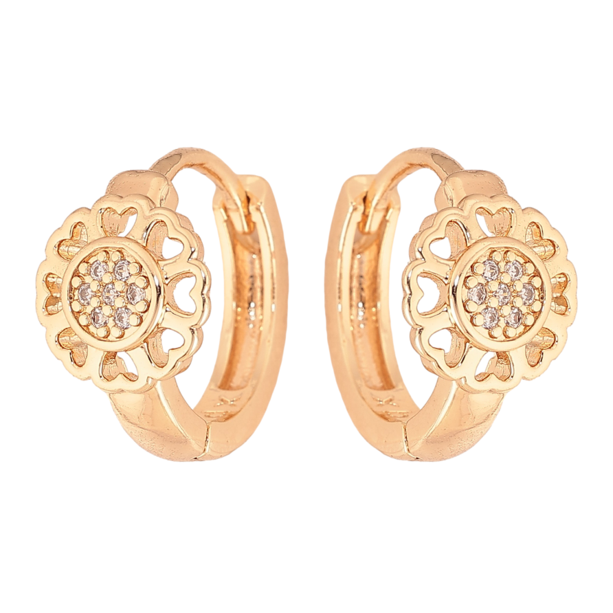 Серьги Xuping M&L цвет 18K колечки "Цветочки с кристаллами" фото №1 Серьги Xuping M&L цвет 18K колечки "Цветочки с кристаллами" фото №1