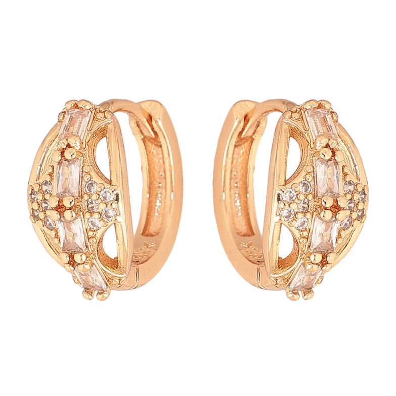 Сережки Xuping M&L колір 18K колечка "Візерунок з кристалами" фото №2