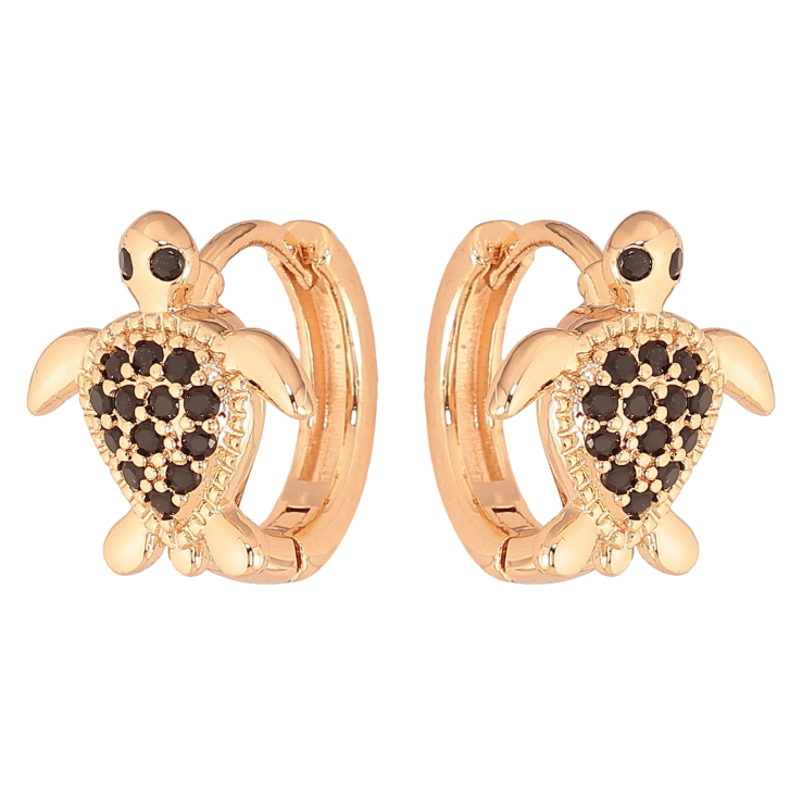Сережки Xuping M&L колір 18K колечка "Черепашки з чорними кристалами" фото №9 Сережки Xuping M&L колір 18K колечка "Черепашки з чорними кристалами" фото №9