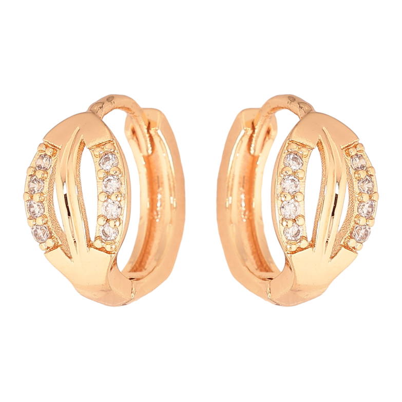 Серьги Xuping M&L цвет 18K колечки "Узор с кристаллами" фото №2 Серьги Xuping M&L цвет 18K колечки "Узор с кристаллами" фото №2