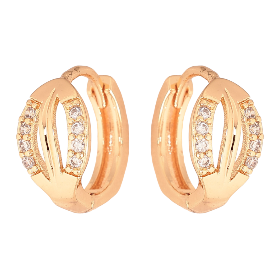 Серьги Xuping M&L цвет 18K колечки "Узор с кристаллами" фото №1 Серьги Xuping M&L цвет 18K колечки "Узор с кристаллами" фото №1