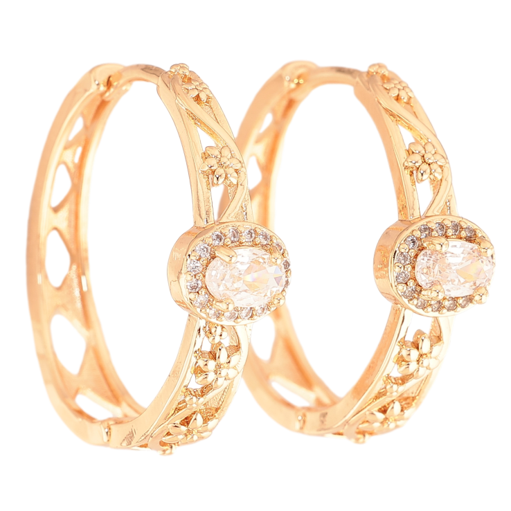 Серьги Xuping M&L цвет 18K колечки "Цветочный узор с кристальной вставкой" фото №18