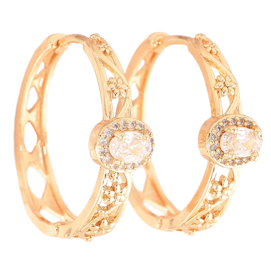 Серьги Xuping M&L цвет 18K колечки "Цветочный узор с кристальной вставкой" фото №1 Серьги Xuping M&L цвет 18K колечки "Цветочный узор с кристальной вставкой" фото №1