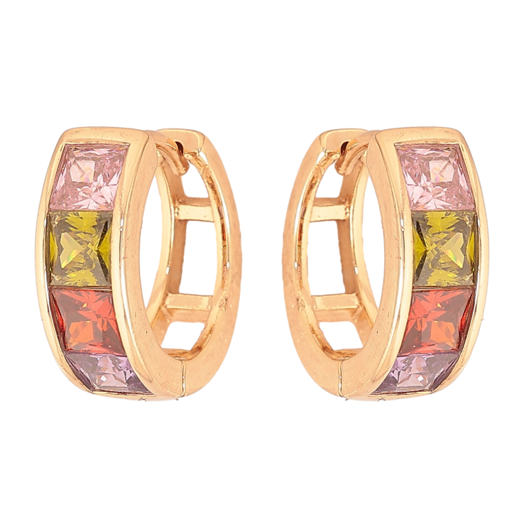 Сережки Xuping M&L колір 18K колечка "Дорожки кольорових кристалів" фото №5 Сережки Xuping M&L колір 18K колечка "Дорожки кольорових кристалів" фото №5