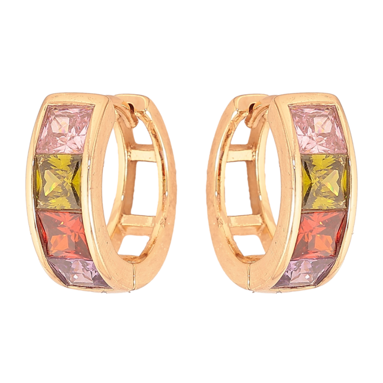Серьги Xuping M&L цвет 18K колечки "Дорожки цветных кристаллов" фото №8