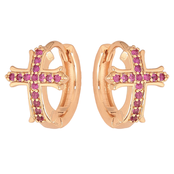 Сережки Xuping M&L колір 18K колечка "Хрестики з малиновими кристалами" фото №13 Сережки Xuping M&L колір 18K колечка "Хрестики з малиновими кристалами" фото №13