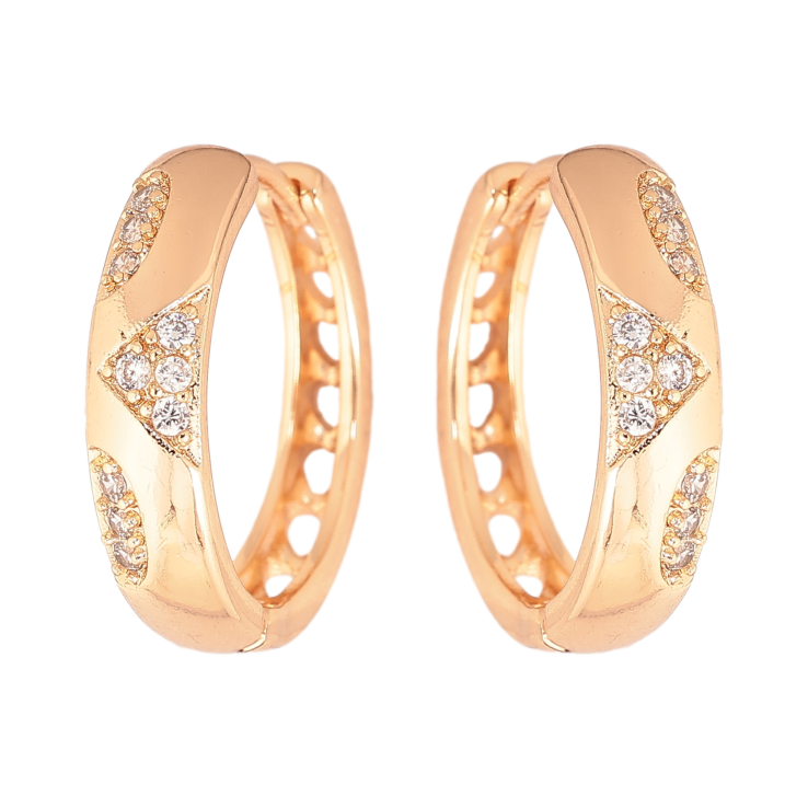 Серьги Xuping M&L цвет 18K колечки "Узор с кристаллами" фото №3 Серьги Xuping M&L цвет 18K колечки "Узор с кристаллами" фото №3