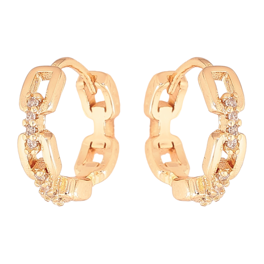 Серьги Xuping M&L цвет 18K колечки "Узор с кристаллами" фото №1 Серьги Xuping M&L цвет 18K колечки "Узор с кристаллами" фото №1