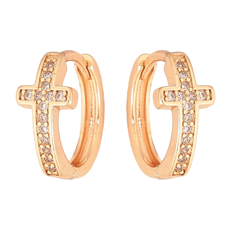 Серьги Xuping M&L цвет 18K колечки "Крестики с кристаллами" фото №12 Серьги Xuping M&L цвет 18K колечки "Крестики с кристаллами" фото №12