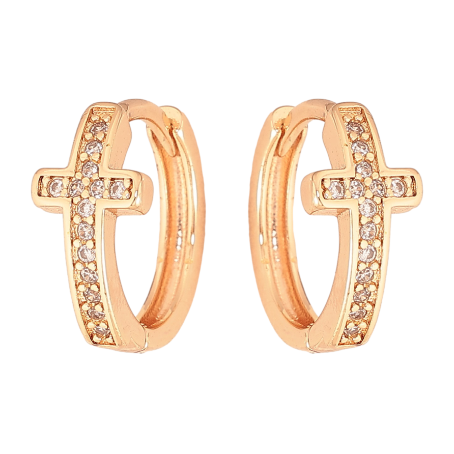 Серьги Xuping M&L цвет 18K колечки "Крестики с кристаллами" фото №1 Серьги Xuping M&L цвет 18K колечки "Крестики с кристаллами" фото №1