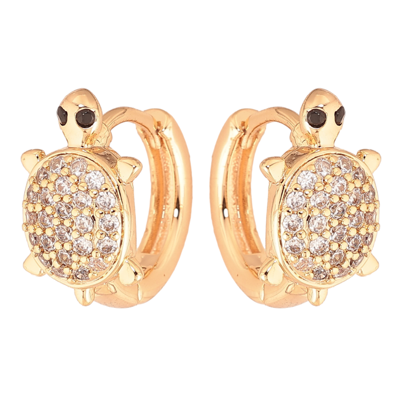 Серьги Xuping M&L цвет 18K колечки "Черепахи с кристаллами" фото №3