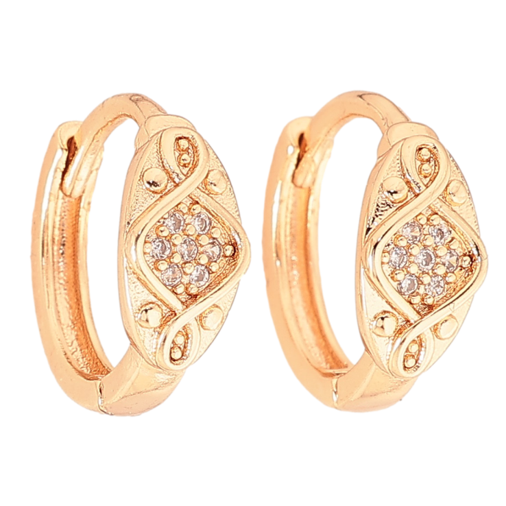 Серьги Xuping M&L цвет 18K колечки "Узор с кристаллами" фото №7 Серьги Xuping M&L цвет 18K колечки "Узор с кристаллами" фото №7