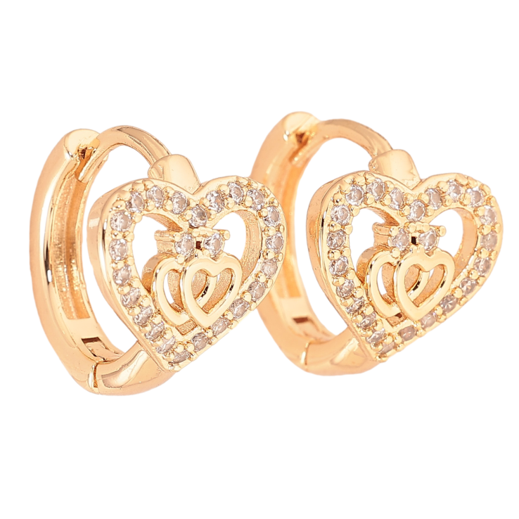 Серьги Xuping M&L цвет 18K колечки "Сердечки с кристаллами" фото №10