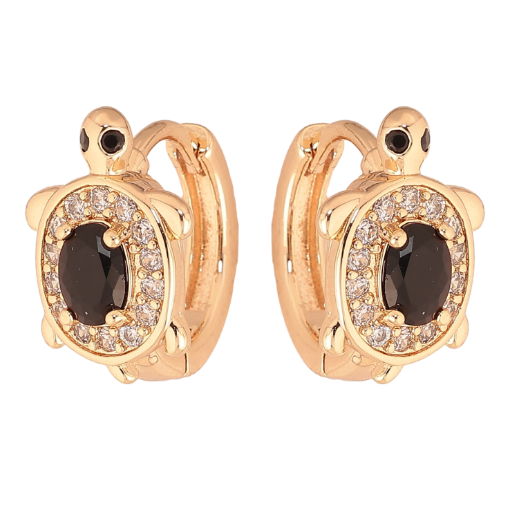 Сережки Xuping M&L колір 18K колечка "Черепашки з чорними кристалами" фото №24 Сережки Xuping M&L колір 18K колечка "Черепашки з чорними кристалами" фото №24