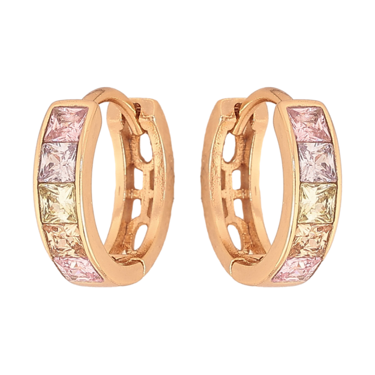 Сережки Xuping M&L колір 18K колечка "Доріжки кольорових кристалів" фото №2 Сережки Xuping M&L колір 18K колечка "Доріжки кольорових кристалів" фото №2