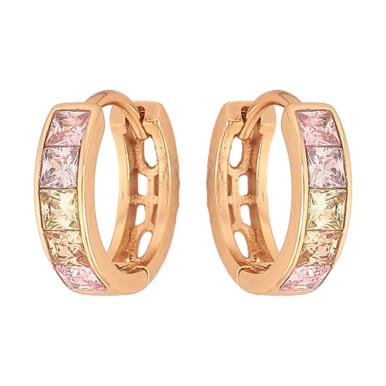 Серьги Xuping M&L цвет 18K колечки "Дорожки цветных кристаллов" фото №5