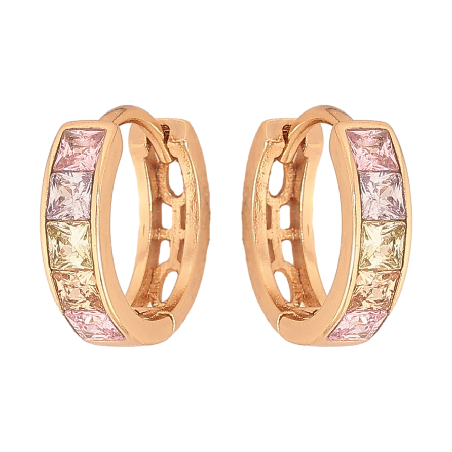Сережки Xuping M&L колір 18K колечка "Доріжки кольорових кристалів" фото №1