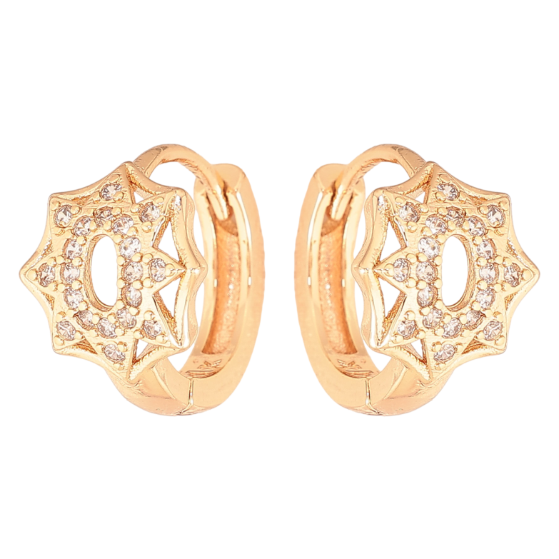 Серьги Xuping M&L цвет 18K колечки "Узор с кристаллами" фото №1 Серьги Xuping M&L цвет 18K колечки "Узор с кристаллами" фото №1