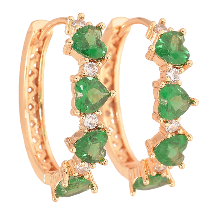 Сережки Xuping M&L колір 18K колечка "Візерунок із зеленими кристальними серцями" фото №19 Сережки Xuping M&L колір 18K колечка "Візерунок із зеленими кристальними серцями" фото №19