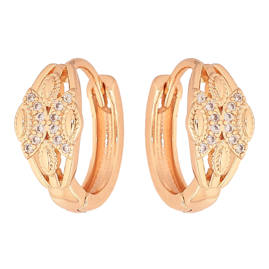 Серьги Xuping M&L цвет 18K колечки "Узор с кристаллами" фото №1 Серьги Xuping M&L цвет 18K колечки "Узор с кристаллами" фото №1