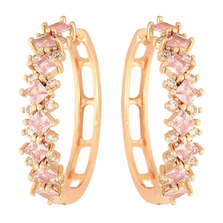 Серьги Xuping M&L цвет 18K колечки "Узор с розовыми кристаллами" фото №21