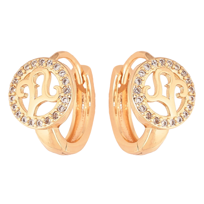 Серьги Xuping M&L цвет 18K колечки "Узор с кристаллами" фото №5