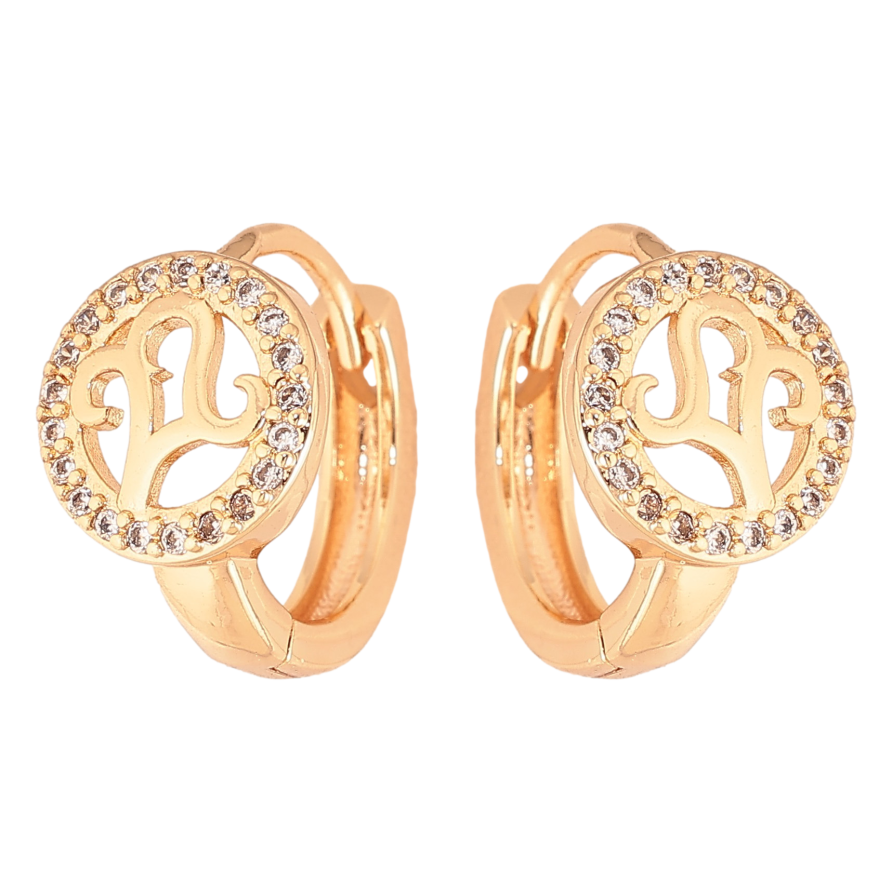 Серьги Xuping M&L цвет 18K колечки "Узор с кристаллами" фото №1