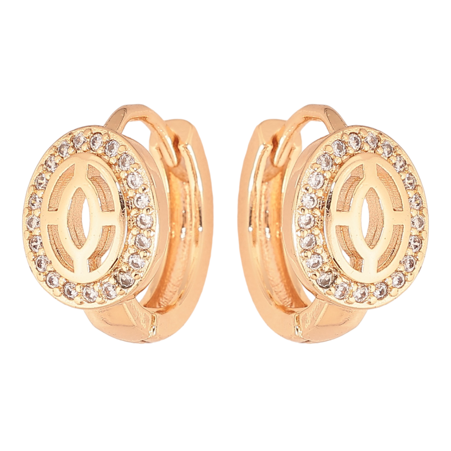 Серьги Xuping M&L цвет 18K колечки "Узор с кристаллами" фото №1