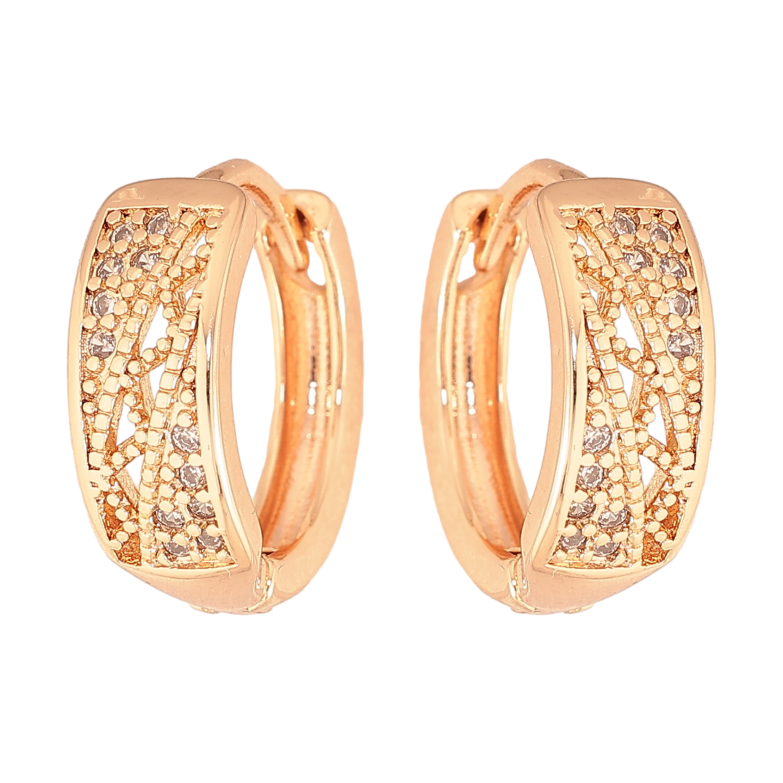 Сережки Xuping M&L колір 18K колечка "Візерунок з кристалами" фото №8