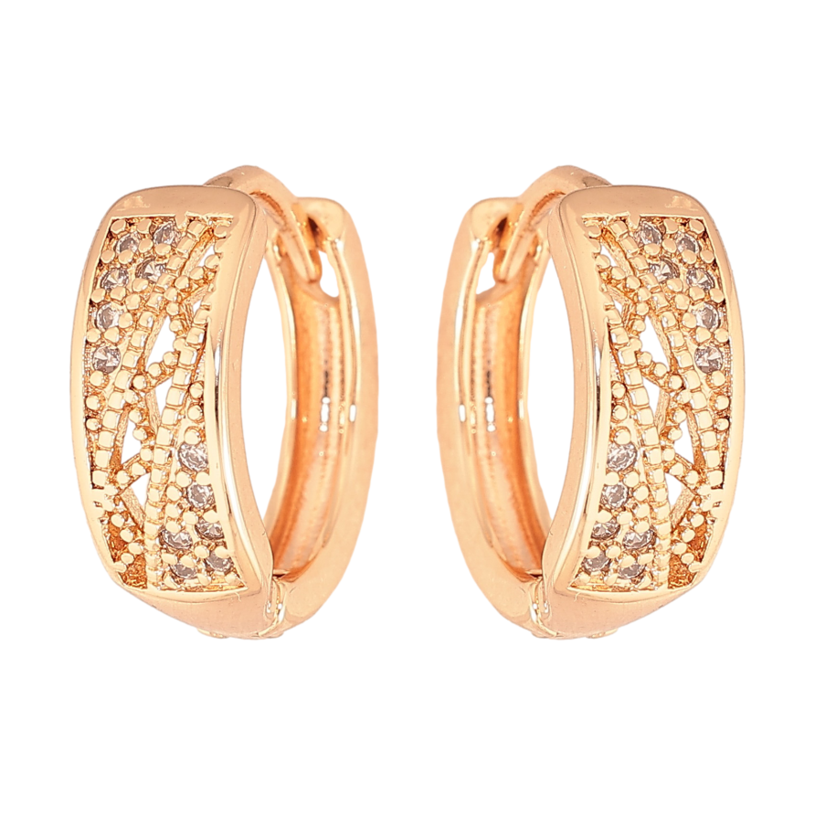 Сережки Xuping M&L колір 18K колечка "Візерунок з кристалами" фото №1