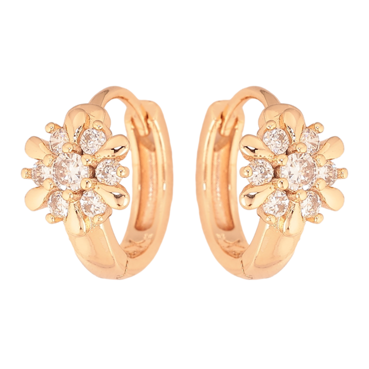Серьги Xuping M&L цвет 18K колечки "Снежинки с кристаллами" фото №6 Серьги Xuping M&L цвет 18K колечки "Снежинки с кристаллами" фото №6