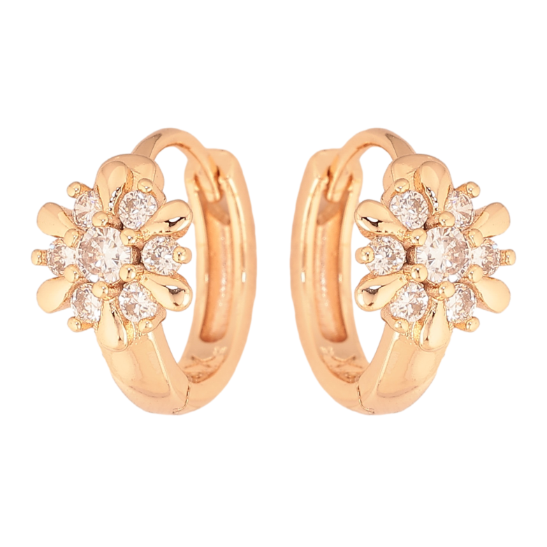 Сережки Xuping M&L колір 18K колечка "Сніжинки з кристалами" фото №2 Сережки Xuping M&L колір 18K колечка "Сніжинки з кристалами" фото №2