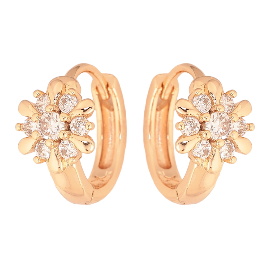 Серьги Xuping M&L цвет 18K колечки "Снежинки с кристаллами" фото №1 Серьги Xuping M&L цвет 18K колечки "Снежинки с кристаллами" фото №1