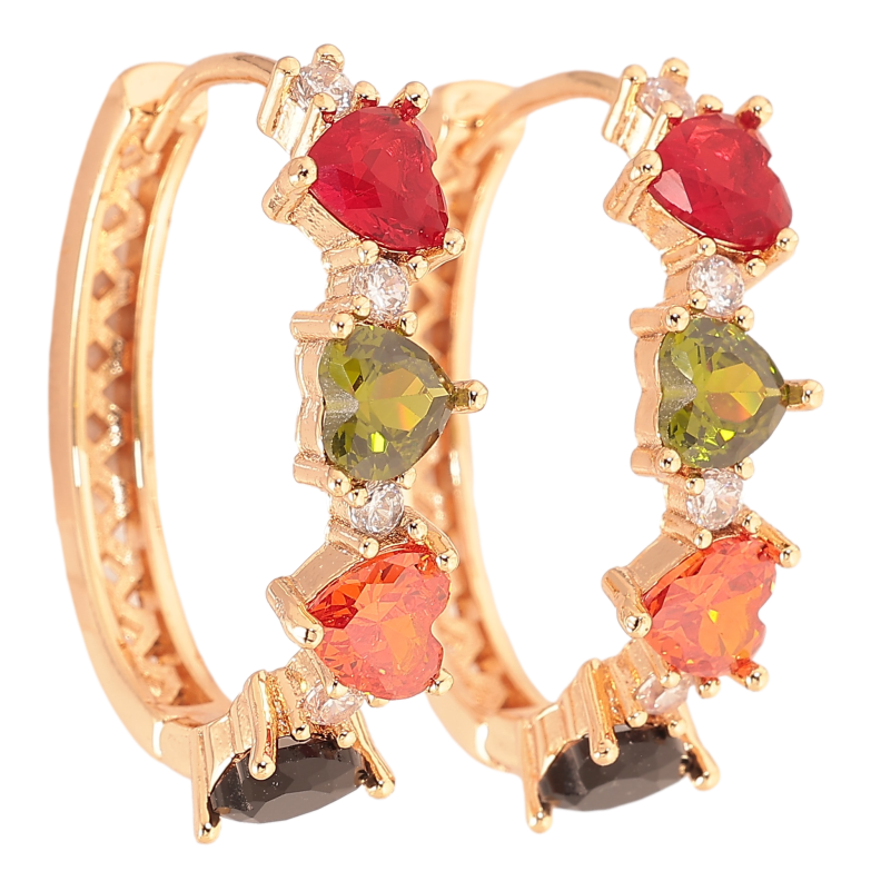 Сережки Xuping M&L колір 18K колечка "Візерунок з різнокольоровими кристальними серцями" фото №20