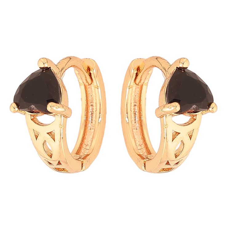 Сережки Xuping M&L колір 18K колечка "Візерунок з чорними кристалами" фото №11 Сережки Xuping M&L колір 18K колечка "Візерунок з чорними кристалами" фото №11