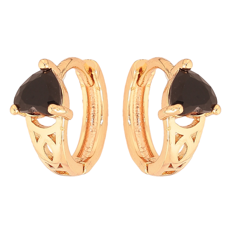 Сережки Xuping M&L колір 18K колечка "Візерунок з чорними кристалами" фото №1 Сережки Xuping M&L колір 18K колечка "Візерунок з чорними кристалами" фото №1