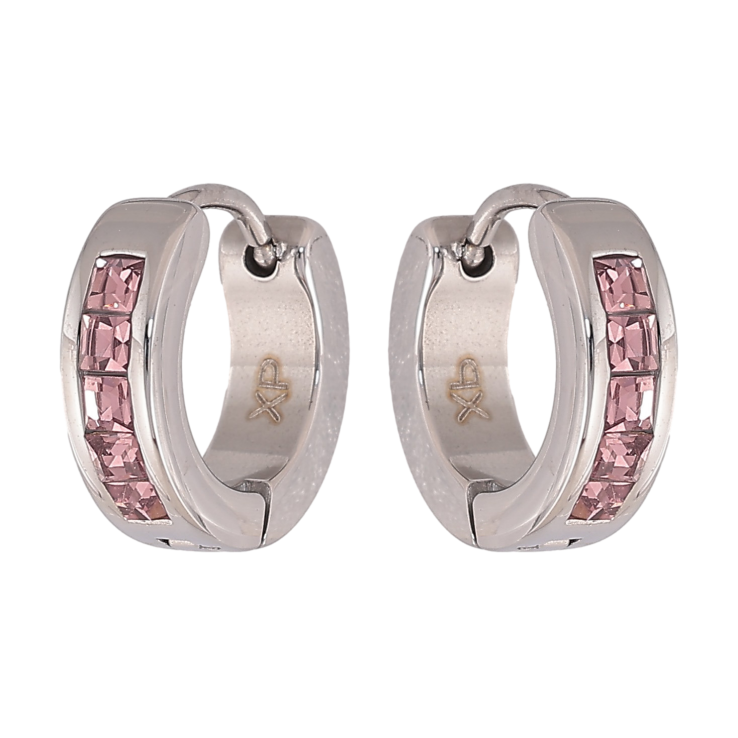 Серьги Xuping TTM Stainless Steel цвет Родий колечки "Дорожки розовых кристаллов" фото №9 Серьги Xuping TTM Stainless Steel цвет Родий колечки "Дорожки розовых кристаллов" фото №9
