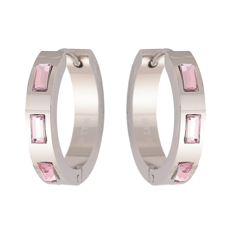 Серьги Xuping TTM Stainless Steel цвет Родий колечки "Узор с розовыми кристаллами" фото №7 Серьги Xuping TTM Stainless Steel цвет Родий колечки "Узор с розовыми кристаллами" фото №7