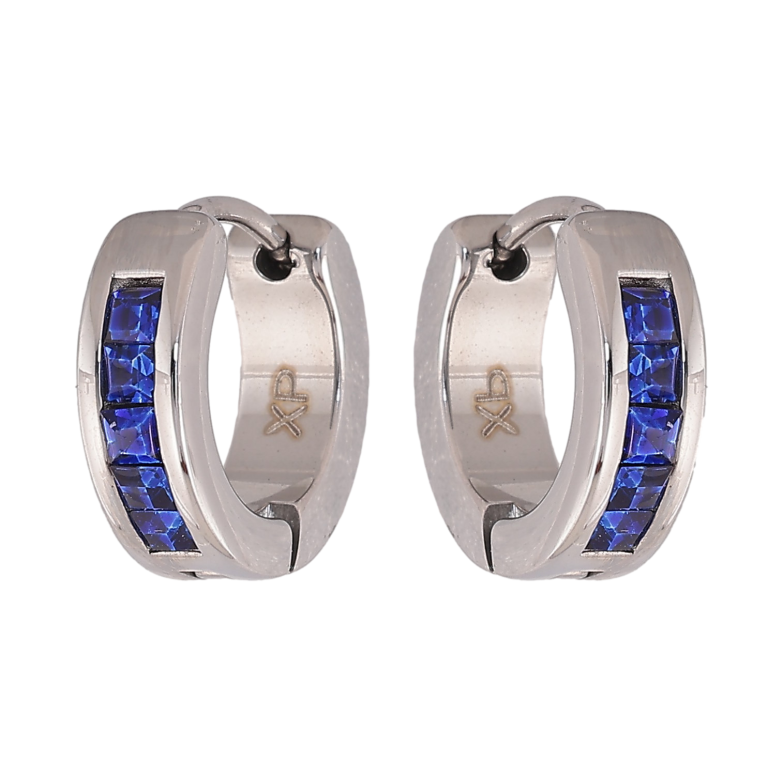 Сережки Xuping TTM Stainless Steel колір Родій колечка "Доріжки синіх кристалів" фото №4 Сережки Xuping TTM Stainless Steel колір Родій колечка "Доріжки синіх кристалів" фото №4