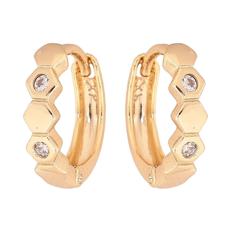 Сережки Xuping колір Позолота 14K колечка "Візерунок з кристалами" фото №5 Сережки Xuping колір Позолота 14K колечка "Візерунок з кристалами" фото №5