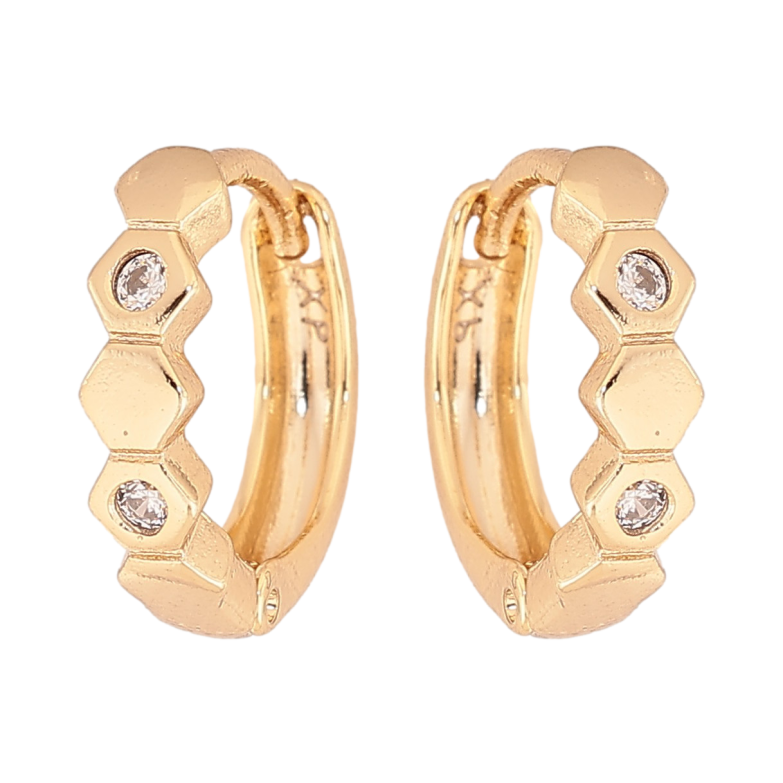 Серьги Xuping цвет Позолота 14K колечки "Узор с кристаллами" фото №3