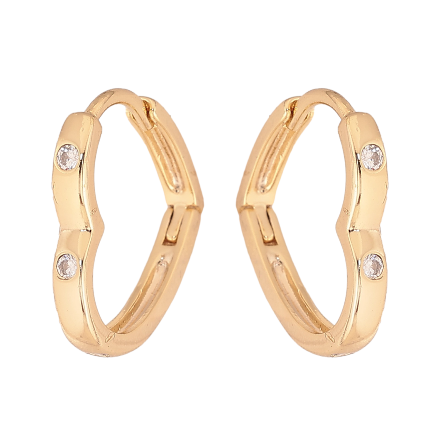 Серьги Xuping цвет Позолота 14K колечки "Сердечки с кристаллами" фото №1