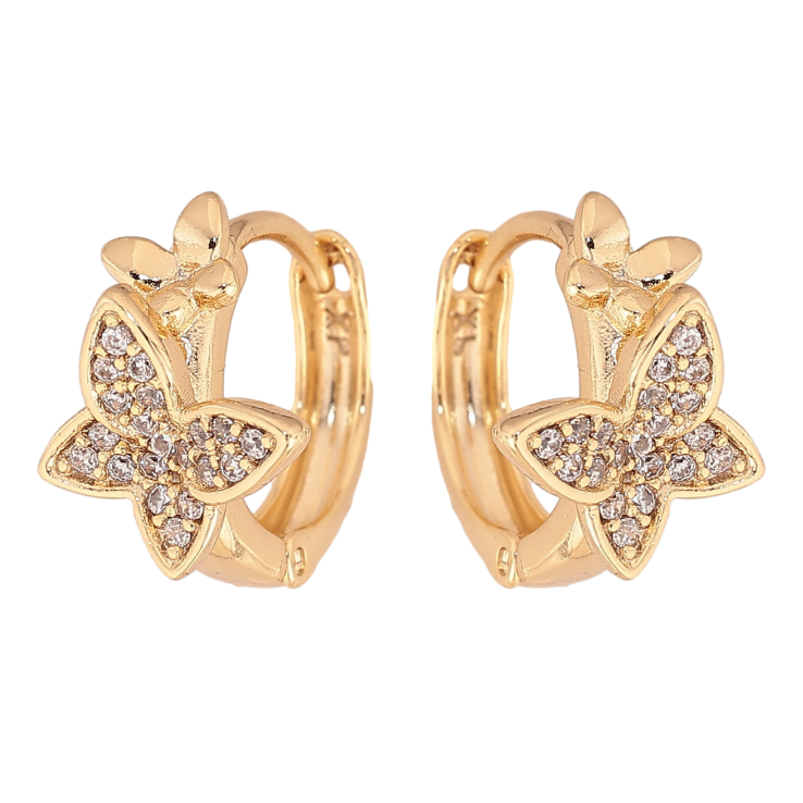 Серьги Xuping цвет Позолота 14K колечки "Бабочки с кристаллами" фото №3 Серьги Xuping цвет Позолота 14K колечки "Бабочки с кристаллами" фото №3