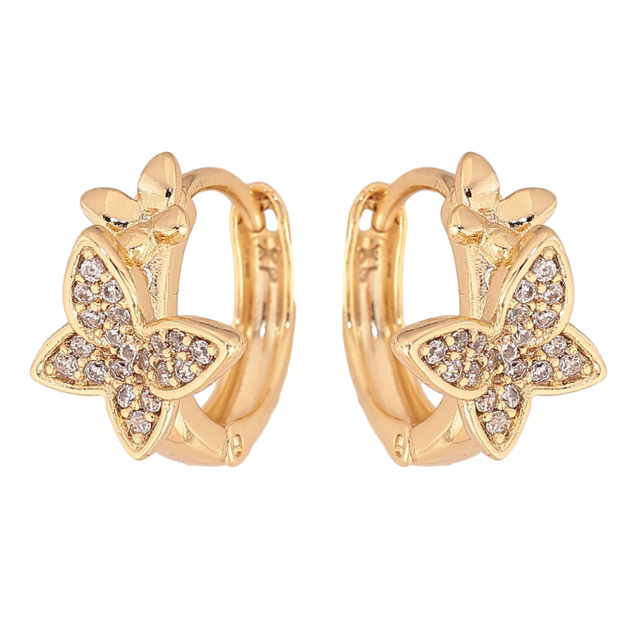 Серьги Xuping цвет Позолота 14K колечки "Бабочки с кристаллами" фото №1 Серьги Xuping цвет Позолота 14K колечки "Бабочки с кристаллами" фото №1