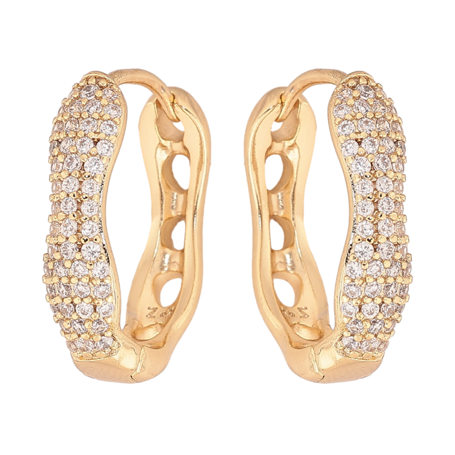 Сережки Xuping колір Позолота 14K колечка "Інкрустація кристалами" фото №1 Сережки Xuping колір Позолота 14K колечка "Інкрустація кристалами" фото №1